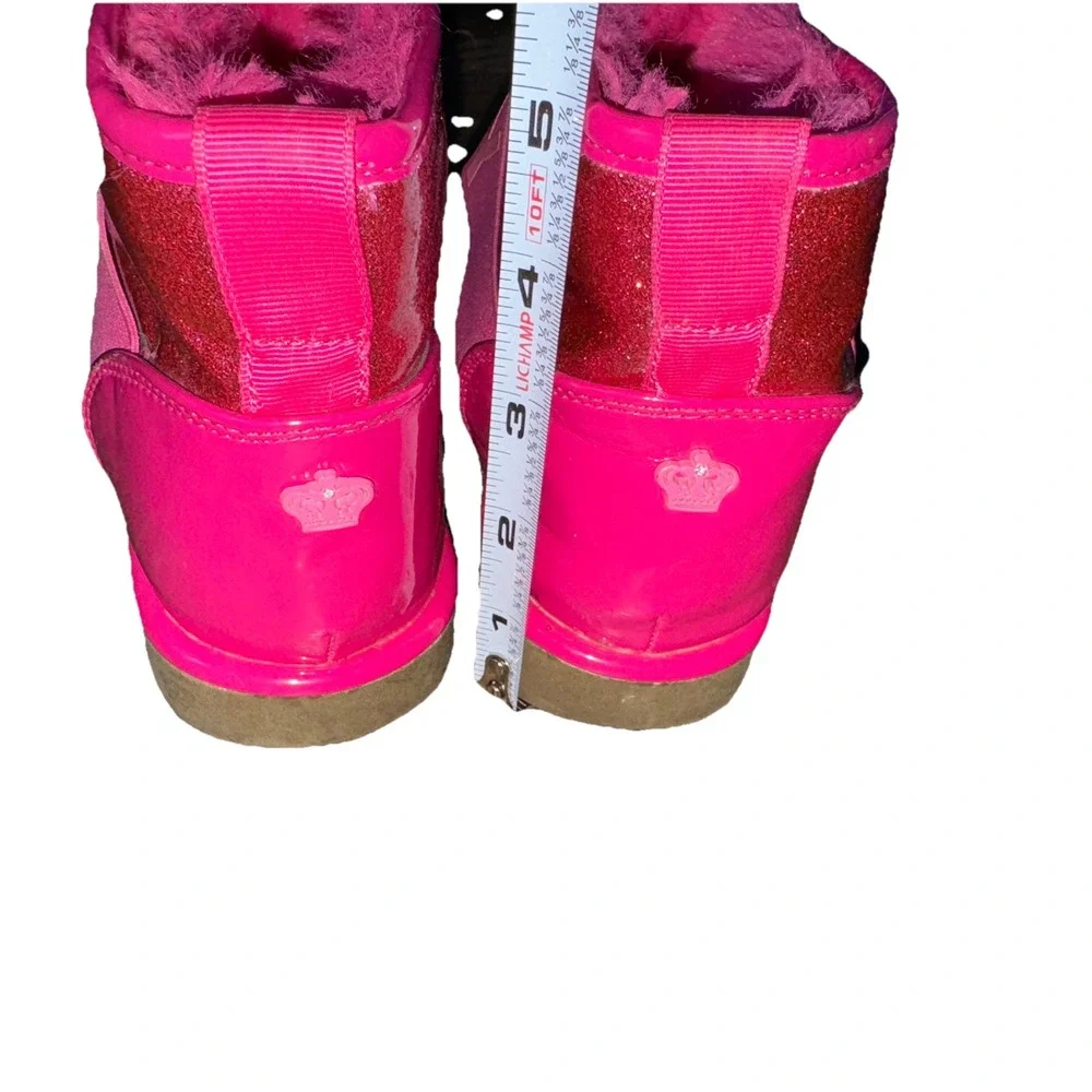 Juicy Couture Citrus Heights Boot Faux Fur Hot Pink Glitter Barbiecore Girls 13